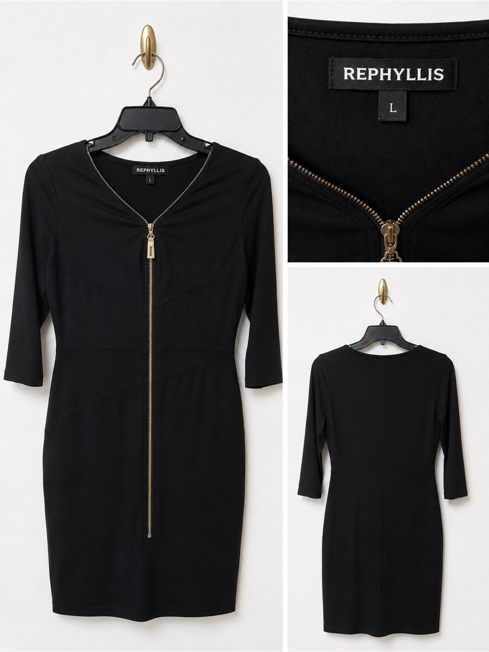 ⭐️3/$20 Gold-Zip Black Long Sleeve Full Dress